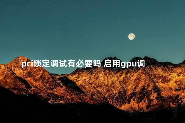 pci锁定调试有必要吗 启用gpu调试层有必要开吗